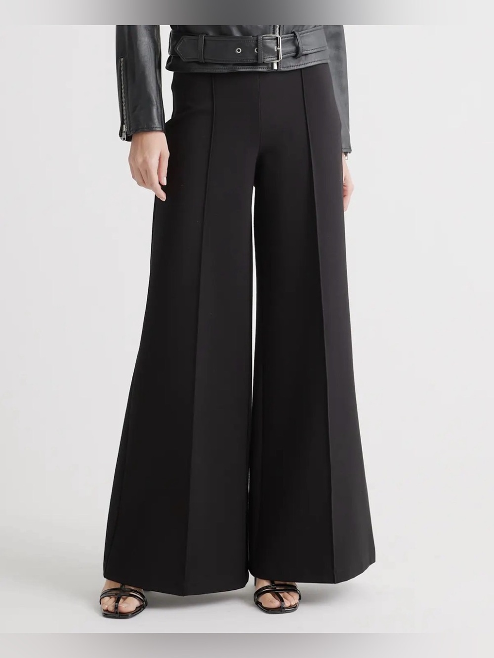 Quince Ultra-Stretch Ponte Super
Wide Leg Pants in Black size Large